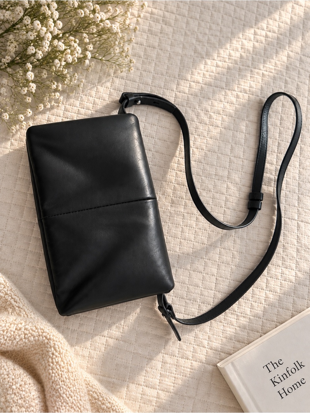 Zara Black Smooth Leather Crossbody Bag